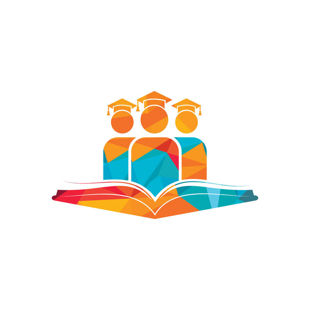 Progettazione del logo vettoriale di istruzione e apprendimento. Studenti e book icon design. - Vettoriali, immagini
