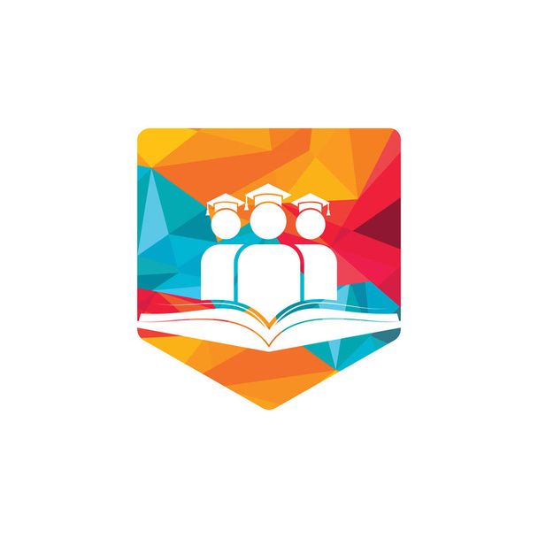 Progettazione del logo vettoriale di istruzione e apprendimento. Studenti e book icon design. - Vettoriali, immagini