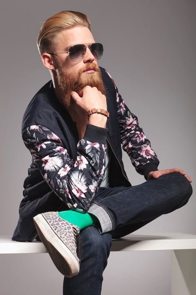 pensive bearded young man - Photo, Image