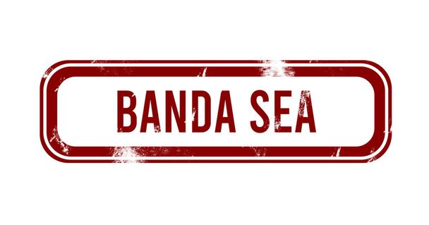 Θάλασσα Banda - κόκκινο κουμπί grunge, σφραγίδα - Φωτογραφία, εικόνα