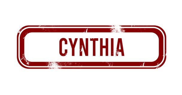 Cynthia - κόκκινο κουμπί grunge, σφραγίδα - Φωτογραφία, εικόνα