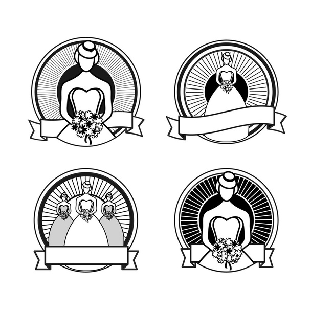 Selos de casamento em preto e branco
 - Vetor, Imagem