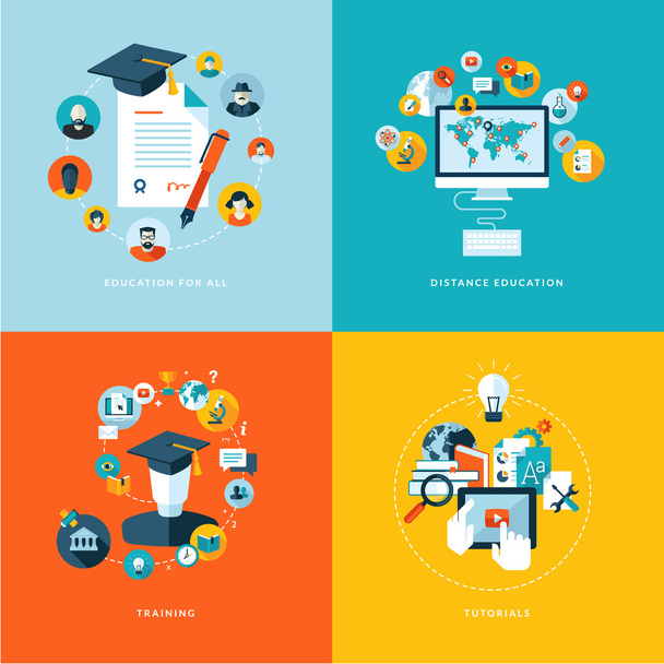 Set of flat design concept icons for education - Vector, Image