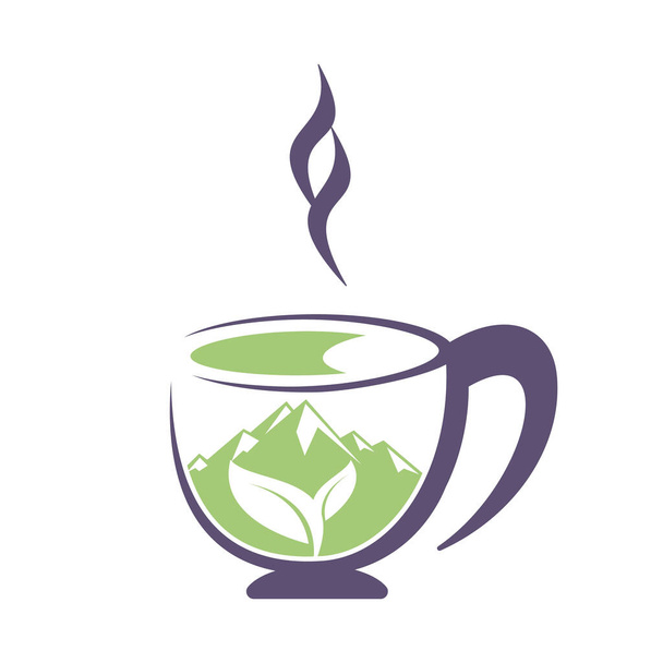 Mountain coffee logo design vector. Coffee Mountain Logo Template Design. - Vector, Image