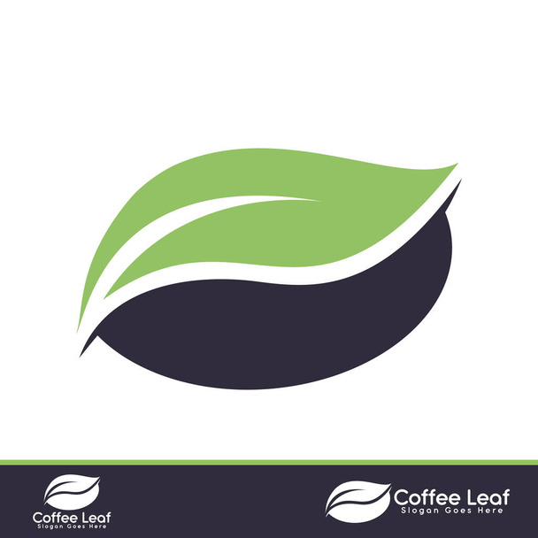 Zielona kawa i herbata Projekt logo. Ekologiczny wzór kawy dla logo. - Wektor, obraz