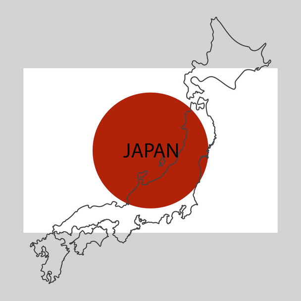 Ilustración japonesa. ilustración de arte vectorial. Tecnología informática. Botón con bandera de mapa de Japón. Imagen de archivo. EPS 10. - Vector, imagen