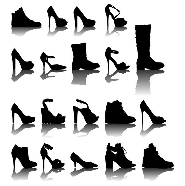 Взуття силует Векторні ілюстрації
 - Вектор, зображення