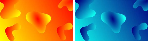 Υγρό δυναμικό σύγχρονο minimal διάνυσμα σύνολο φόντου 2 σε μπλε και πορτοκαλί χρώμα, αφηρημένο φόντο με υγρή κλίση, ισχύει για το σχεδιασμό banner, εξώφυλλο, πρόσκληση, φυλλάδιο κόμμα - Διάνυσμα, εικόνα