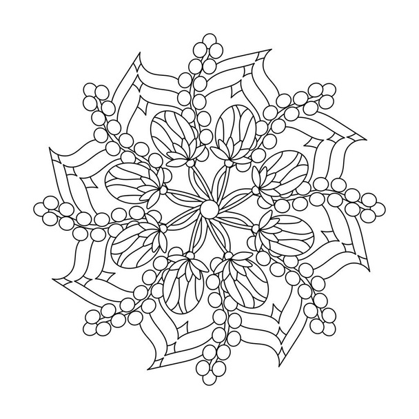 Libro para colorear para adultos y niños. Flor de Mandala con estilo floral moderno, patrón dibujado a mano. Motivo abstracto vectorial. - Vector, imagen