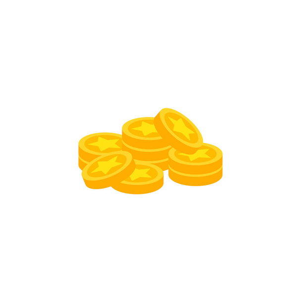 Animacja złota moneta Do gier wideo, stos złotych monet, pieniądze wydane na przedmioty gry, złoto do projektowania gier, pieniądze, monety. Co jest ilustracją wektora. - Wektor, obraz