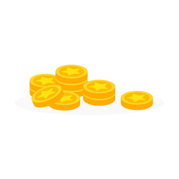 Золотая монета анимации Для видеоигр - куча золотых монет, деньги, потраченные на игровые предметы, золото для игрового дизайна, деньги, монеты. Которая является векторной иллюстрацией - Вектор,изображение