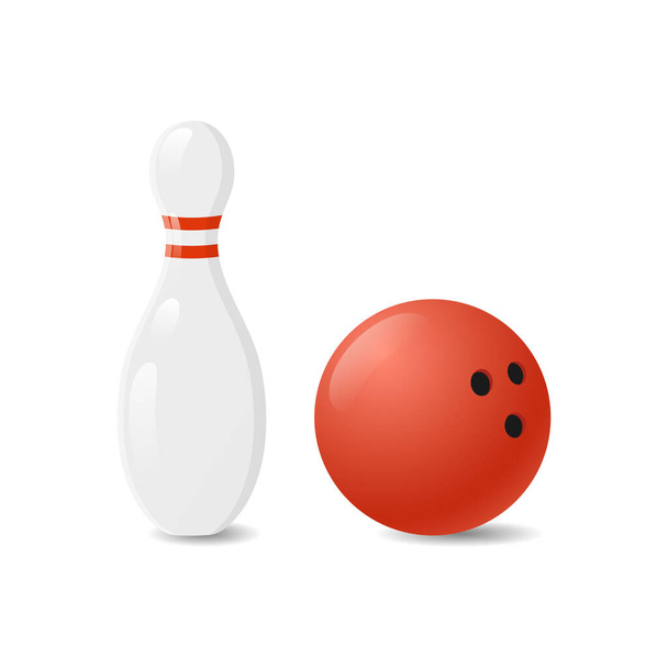 Bowling palla e perno isolato su sfondo bianco. Illustrazione vettoriale - Vettoriali, immagini