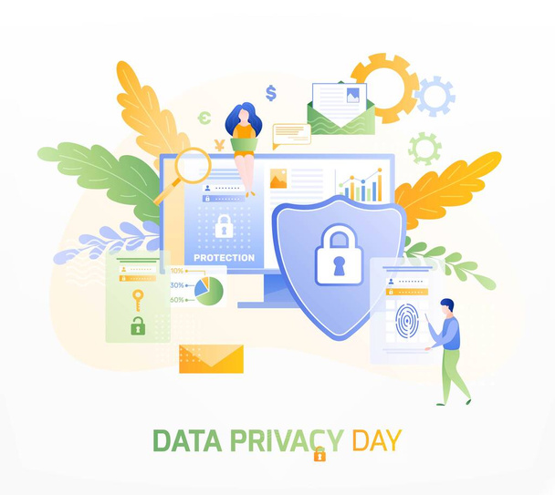 Privacy Day Kompozycja płaska - Wektor, obraz