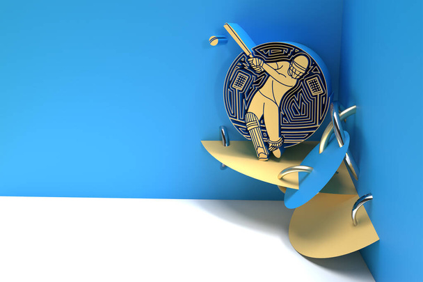 3D Render Concept of Batsman playing cricket - Championship, 3D art Design Poster illustration. - Photo, Image