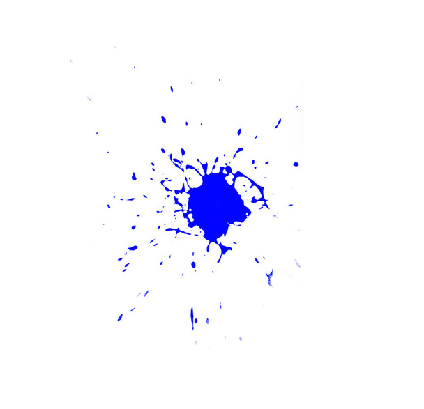 Sininen sivellin maalaukseen. Abstrakti harjat maalaus eristetty valkoisella pohjalla - Valokuva, kuva