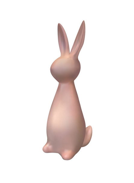 Statuette réaliste en or rose de lapin de Pâques isolée sur fond blanc. Illustration vectorielle avec lapins décoratifs 3D pour la conception de Pâques. - Vecteur, image