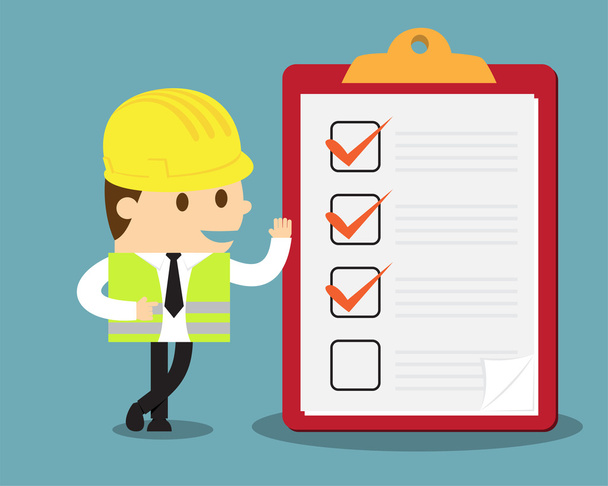 Engineer with clipboard and checklist - Vector, Image