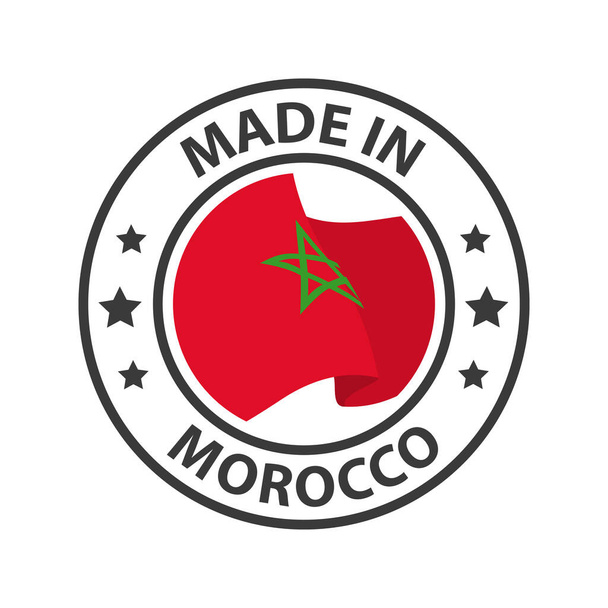 Gemaakt in Marokko icoon. Ingestempeld met landvlag - Vector, afbeelding