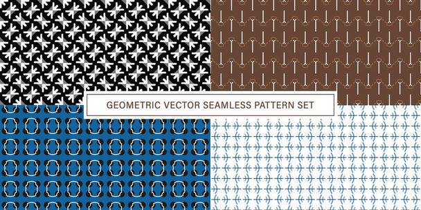 Set von Vektor Nahtlose Muster Hintergrund, geometrische Textur Ornament. - Vektor, Bild