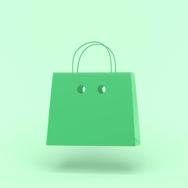 3d eko torba prosta ikona 3d ilustracja na zielonym pastelowym tle abstrakcyjnym. minimalna koncepcja. 3d renderowanie - Zdjęcie, obraz