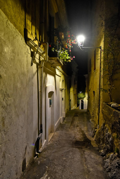 San Nicola Arcella 'da dar bir sokak, İtalya' nın Calabria bölgesinde eski bir kasaba.. - Fotoğraf, Görsel