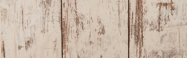 fondo de grungy, tableros de madera dura, pintado en blanco, vista superior, pancarta - Foto, Imagen