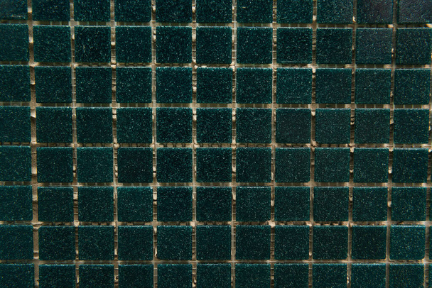 background of dark green, small tiles, top view - Photo, Image