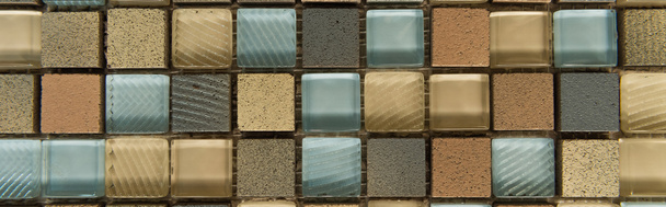 background of glass and stone multicolored tiles, top view, banner - Photo, Image