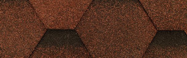 top view of bituminous roofing tiles background, top view, banner - Photo, Image