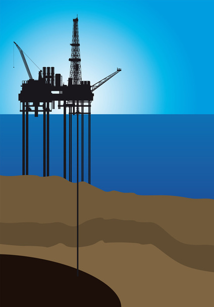 Нефтяная платформа на море, вектор
 - Вектор,изображение