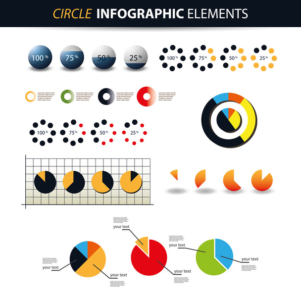 Colorful Set of Infographic Elements - Charts, Pie Diagram Templates - Vector, Image