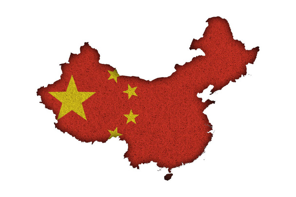 Mapa e bandeira da China em feltro - Foto, Imagem