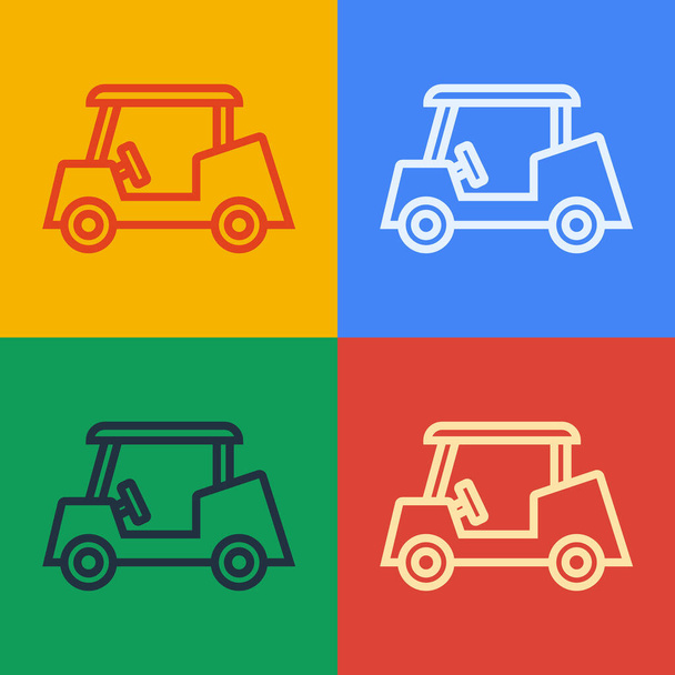 Pop art line ícone do carro de golfe isolado no fundo da cor. Carrinho de golfe. Vetor. - Vetor, Imagem
