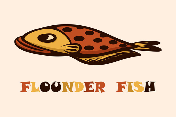 Ilustración vectorial sobre un fondo blanco de un pez Flounder. Adecuado para hacer logo. - Vector, Imagen
