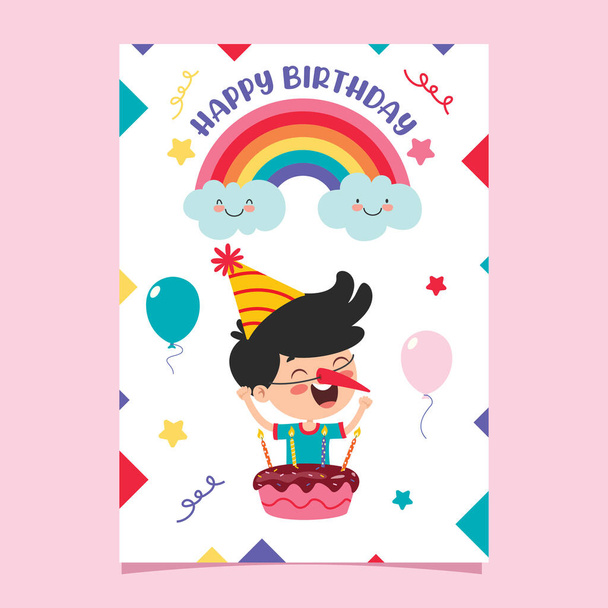 Cute Colorful Birthday Card Template - Vector, Imagen