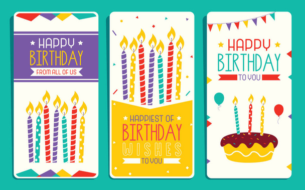 Cute Colorful Birthday Card Template - Vector, afbeelding