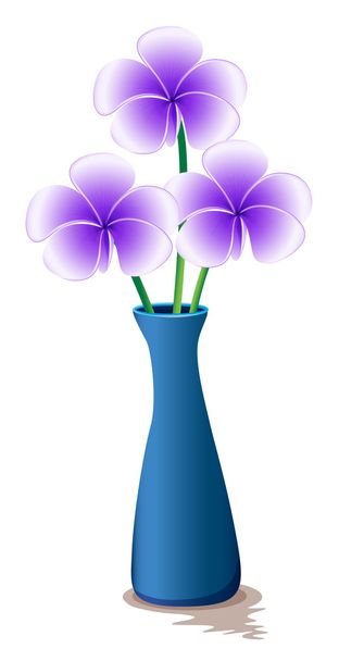 新鮮な花と青い花瓶 - ベクター画像