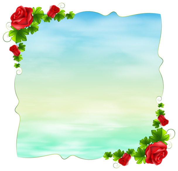 An empty template with red roses - Vector, Image