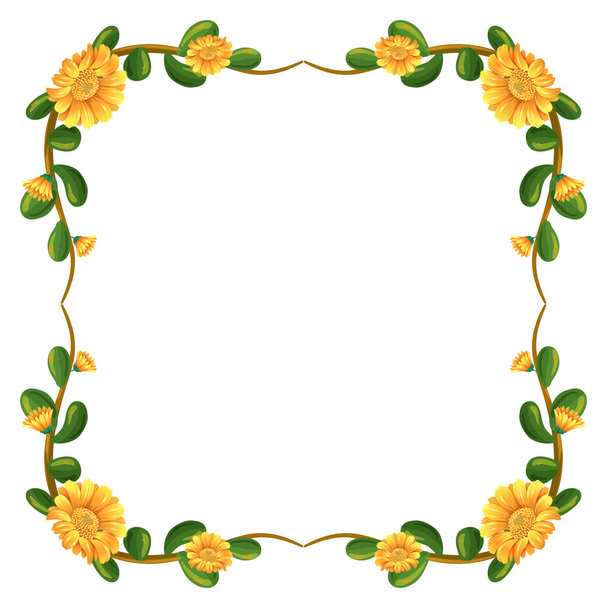 Ένα φλοράλ περίγραμμα με κίτρινα λουλούδια - Διάνυσμα, εικόνα