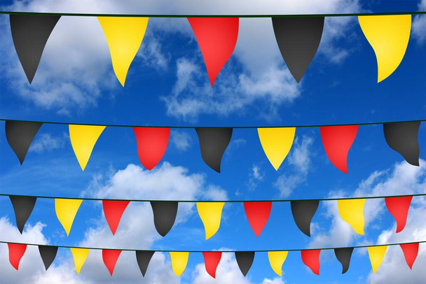 Знамя гирлянды в цветах Бельгии на голубом небе - Фото, изображение