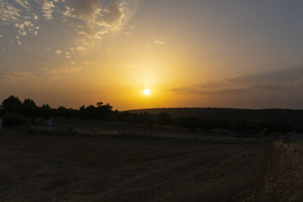 Sunset in a village of Andalusia in southern Spain in July - Photo, Image