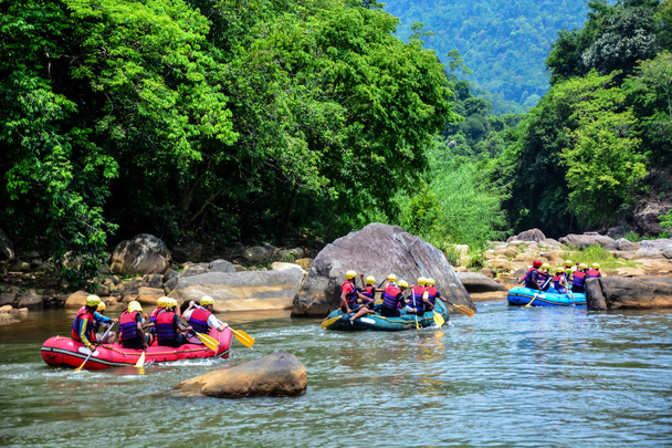 A group of men and women white water rafting - Photo, Image