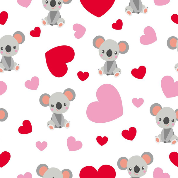 St Valentine's Day. Seamless pattern with red and pink hearts. Purple background. Decorative ornament. Love and romance. Template for post cards, wallpaper, textile, scrapbooking and wrapping paper - Vector, Image