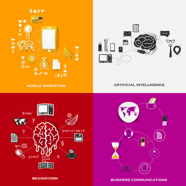 modern matrica készlet. koncepció a mobil marketing, a mesterséges intelligencia, a brainstorm, üzleti kommunikáció. vektoros eps10 illusztráció - Vektor, kép