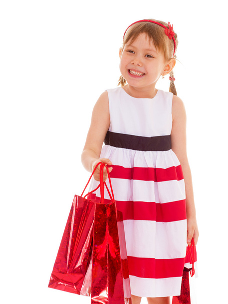 young girl goes shopping. - Foto, Imagen
