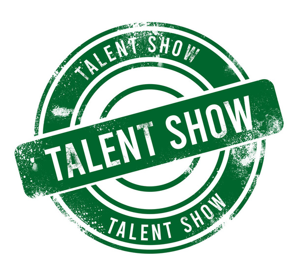 Talent Show - green round grunge button, stamp - Foto, imagen