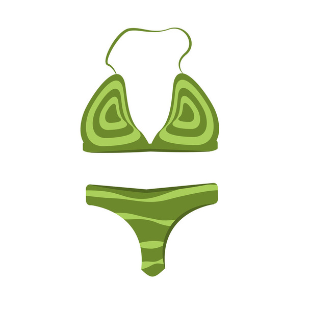  wektorowa ilustracja zielonego stroju kąpielowego w paski. Izolacja na białym tle - Wektor, obraz
