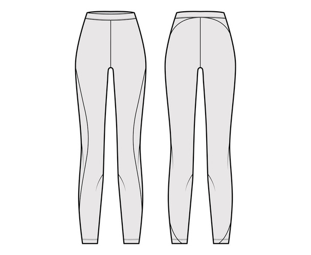 Yoga broek Leggings broek technische mode illustratie met normale taille, hoogbouw, volledige lengte. Platte sport, casual - Vector, afbeelding