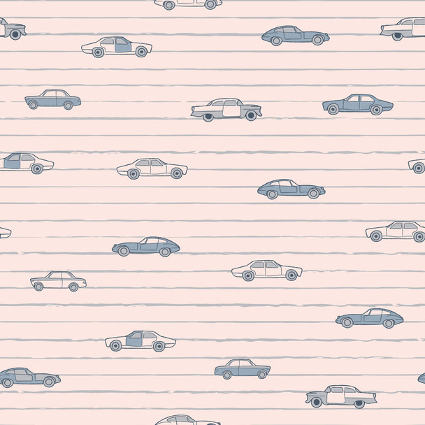 Vector neutral grey cars lines seamless pattern - Vector, Image