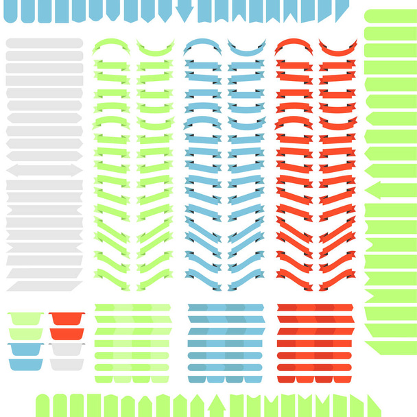 Large set of blue red and green vintage ribbons. The isolated vector is easy to edit.  - Vector, Image